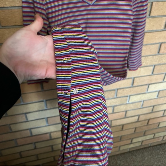 Juicy Couture Womens Midi Dress Multicolored Stripe Rib Knit Side Slit Small - Picture 6 of 9